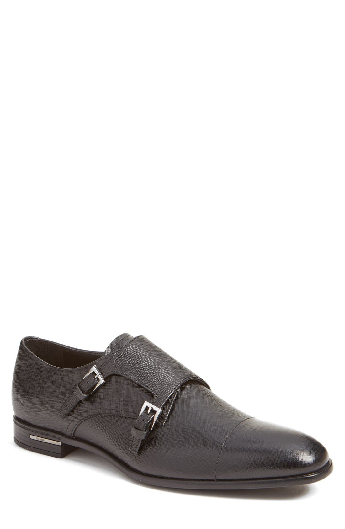 Prada Double Monk Strap Shoe, Main, color, 