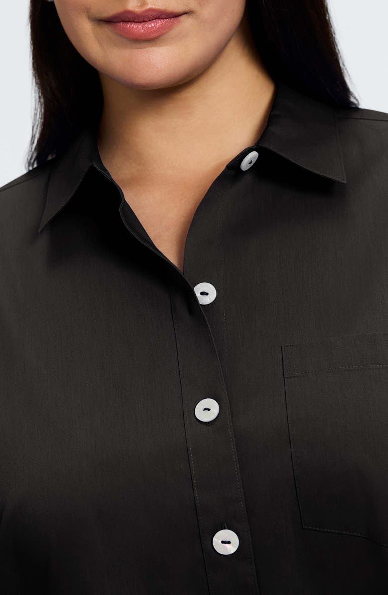 Foxcroft Abigail Short Sleeve Button-Up Shirt, Alternate, color, Black
