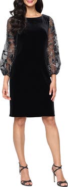 Alex Evenings Metallic Sleeve Velvet Sheath Dress