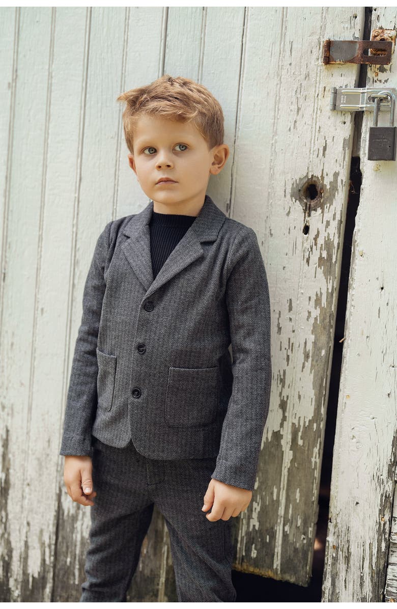 Space Grey Herringbone Stretch Blazer, Alternate, color, Black