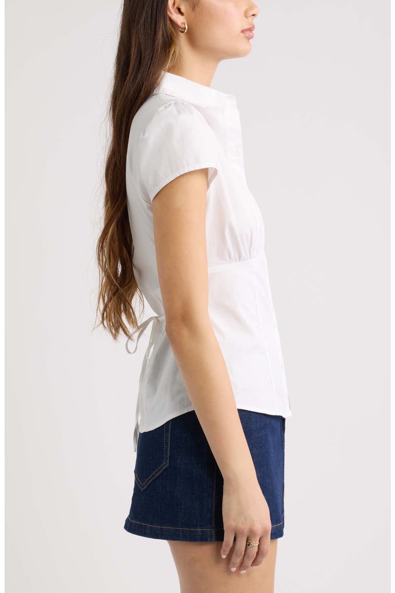 Ruched Empire Waist Button Shirt, Alternate, color, WHITE
