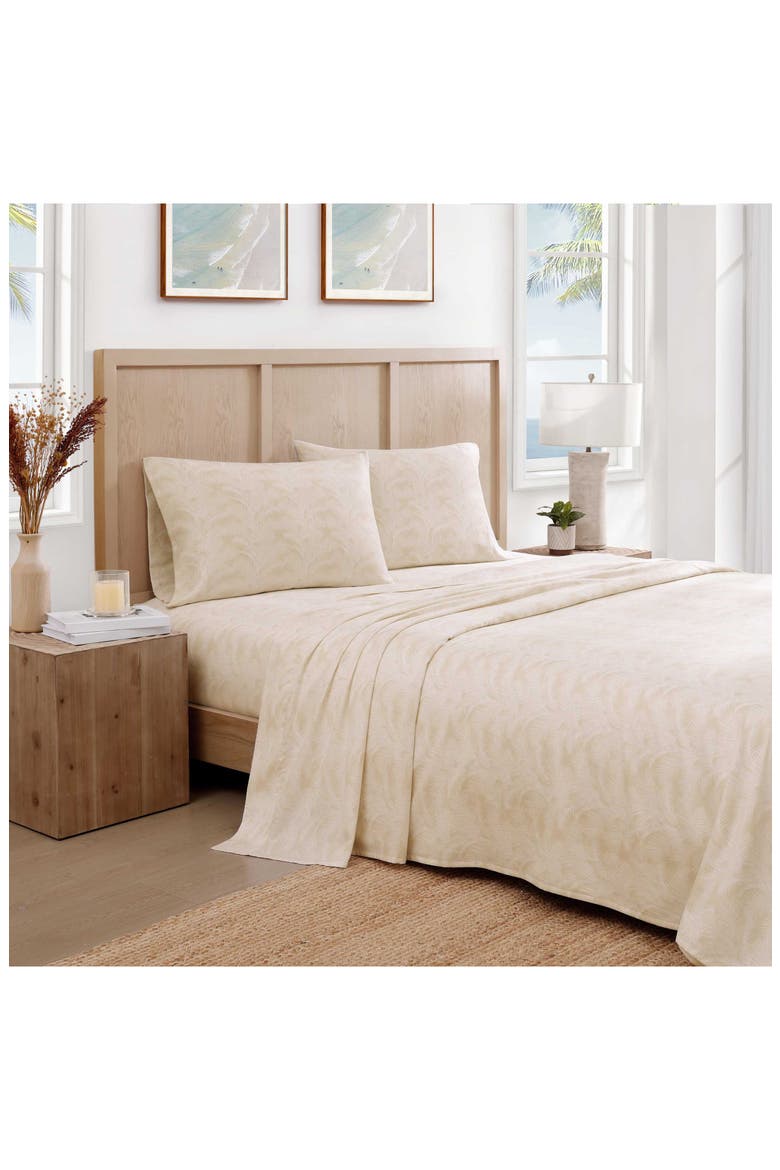 All Over Palms Cotton Sateen Sheet Set, Alternate, color, BEIGE