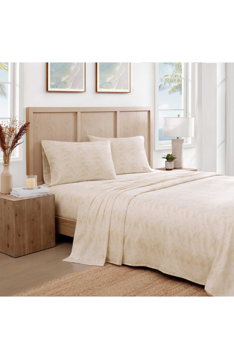 Tommy Bahama All Over Palms Cotton Sateen Sheet Set, Alternate, color, Beige