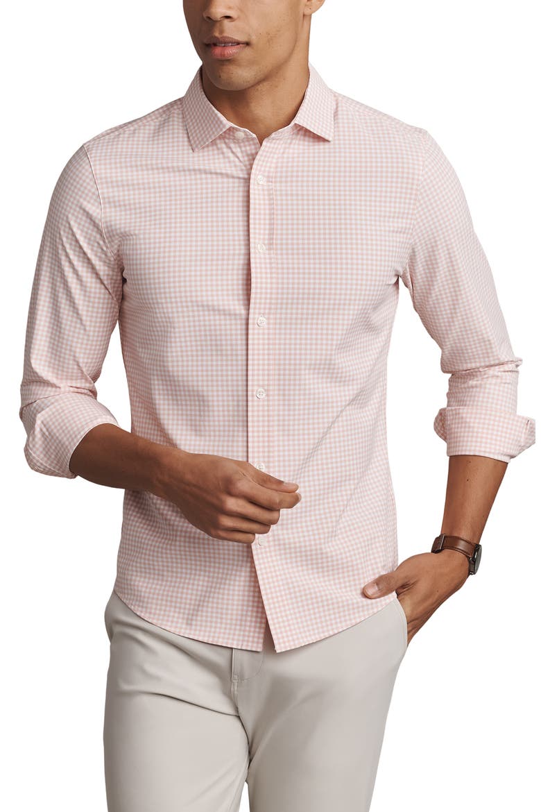 State of Mind Check Slim Fit Button-Up Shirt, Main, color, PINK ROSE GINGHAM