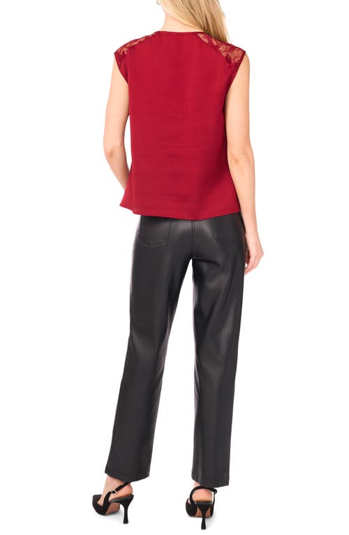 Vince Camuto Lace Trim Cowl Neck Sleeveless Top In Red