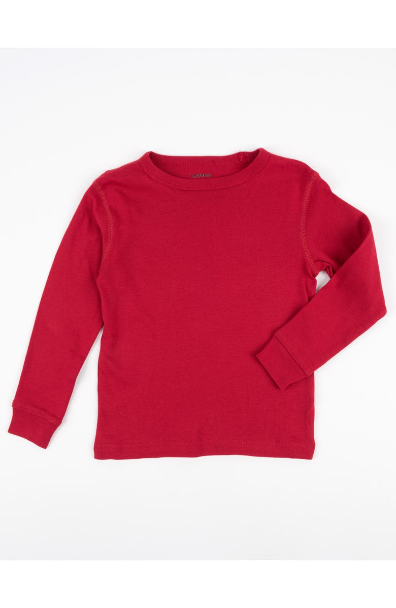 Leveret Kids Long Sleeve T-Shirt, 100% Cotton, Solid Colors, Alternate, color, Red