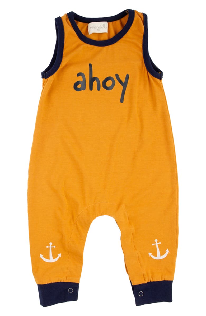 Miki Miette Drew Cotton Graphic Romper, Main, color, Ahoy