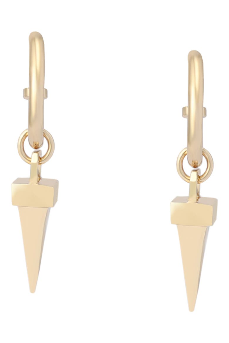 Spike Charm Huggie Earrings, Alternate, color, SHINY GOLD