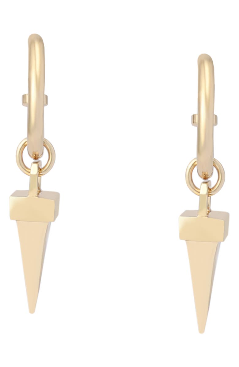 AllSaints Spike Charm Huggie Earrings, Alternate, color, Shiny Gold