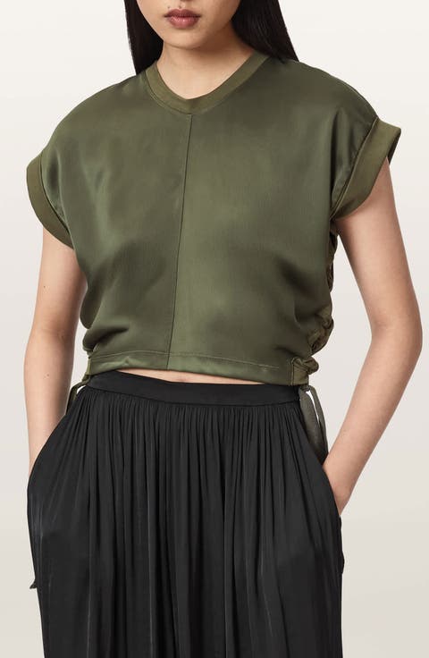 Mira Cinched Side Satin T-Shirt