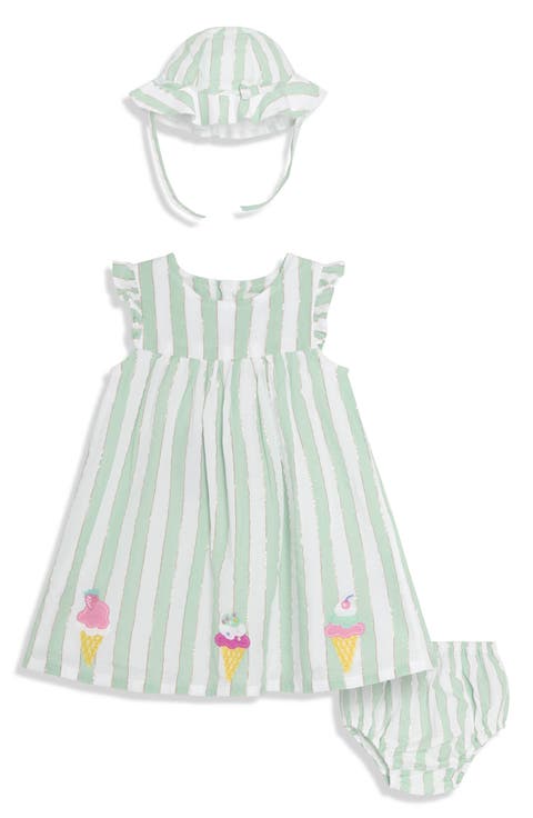 Ice Cream Appliqué Dress & Sun Hat Set (Baby)