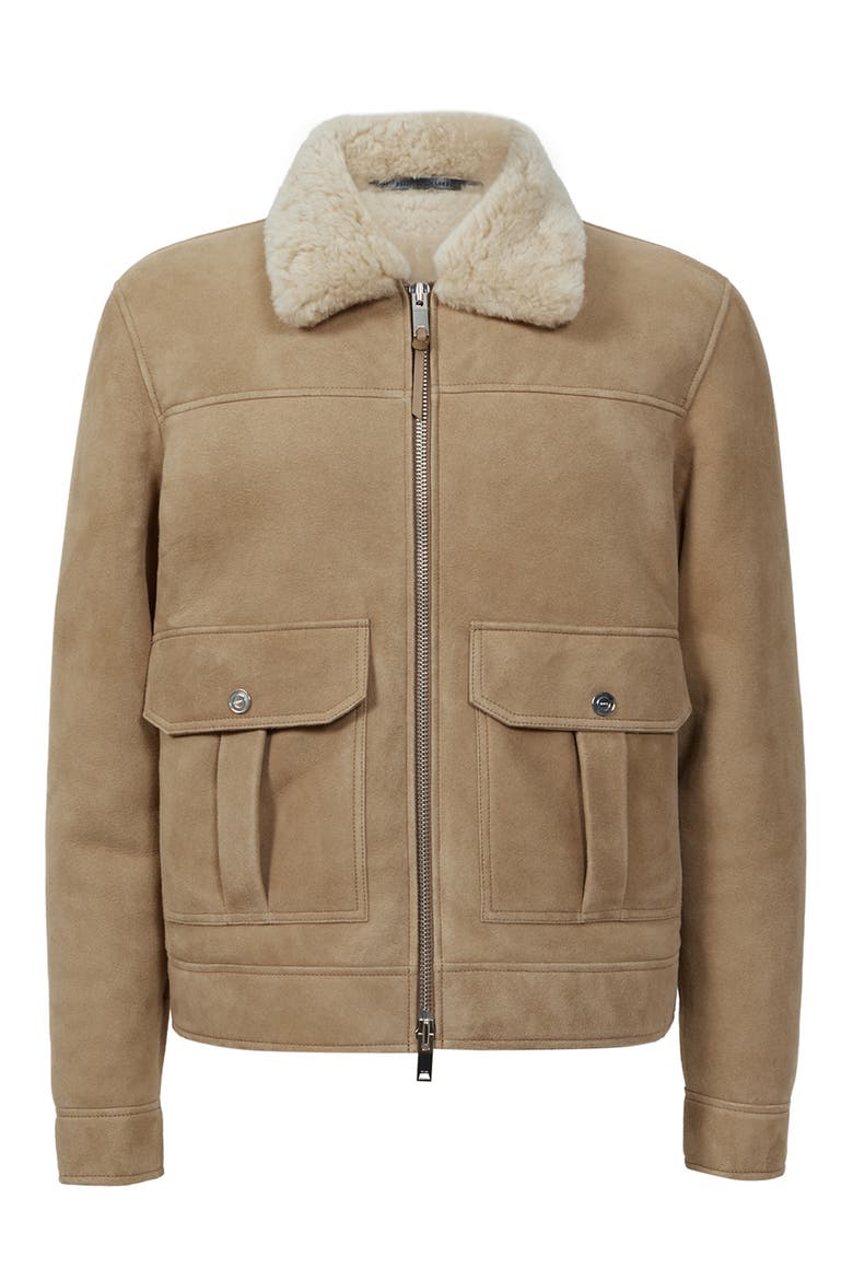 Roseberry Genuine Shearling & Suede Jacket, Alternate, color, STONE