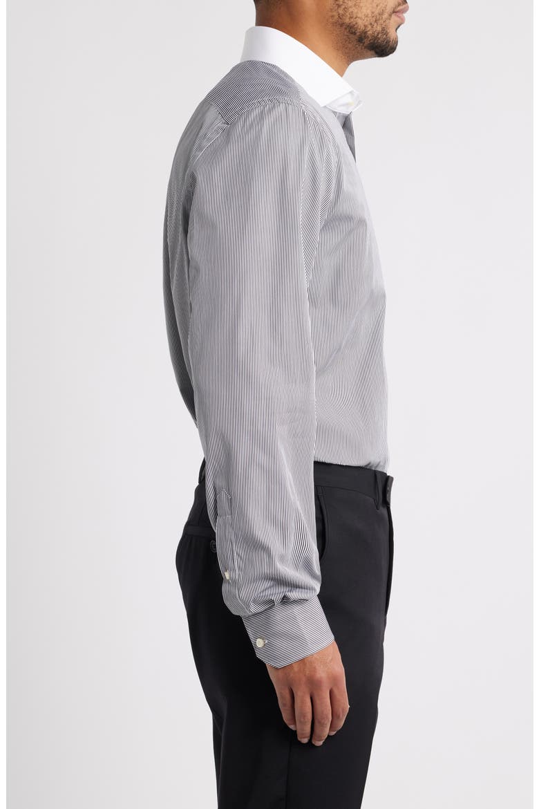 Modern Fit Stripe Cotton Poplin Dress Shirt, Alternate, color, BLACK
