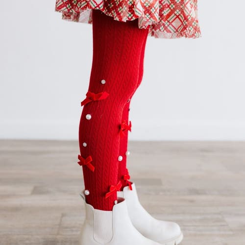 Sweet Wink Ruby Red Bedazzled Tights In Animal Print