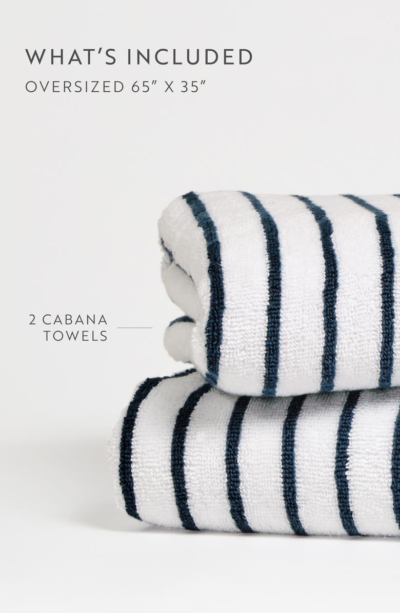 HOMESPUN 2-Pack Cabana Beach Towels, Alternate, color, Stripes Navy