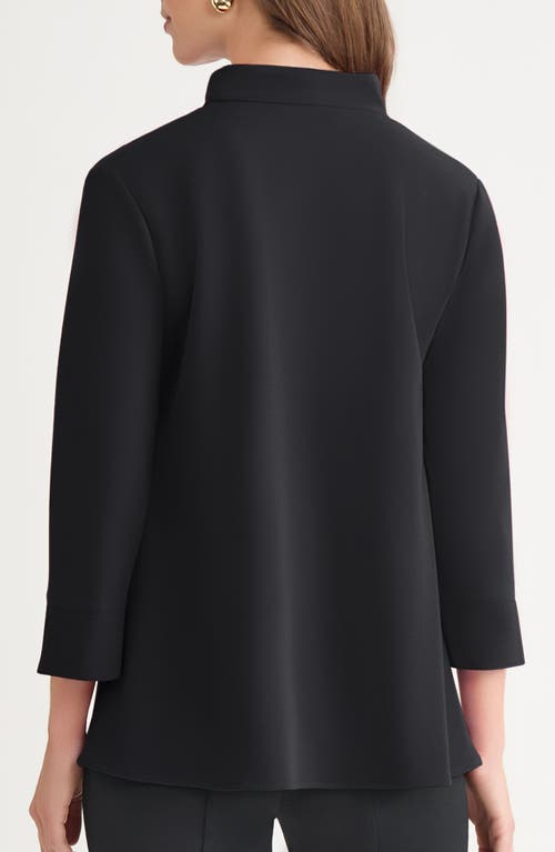 Ming Wang Stretch Deco Crepe Top In Black
