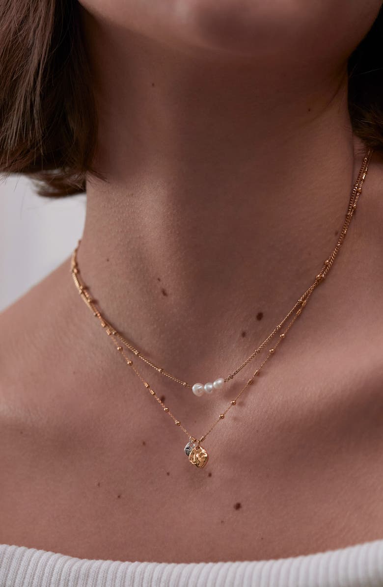 Estella Bartlett Beaded Chain & Molton Pebbles Necklace, Alternate, color, Silver/ Gold