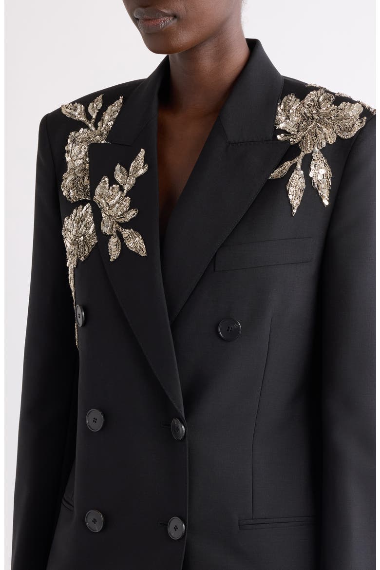 Sequin Embellished Slashed Wool & Mohair Jacket, Alternate, color, BLACK
