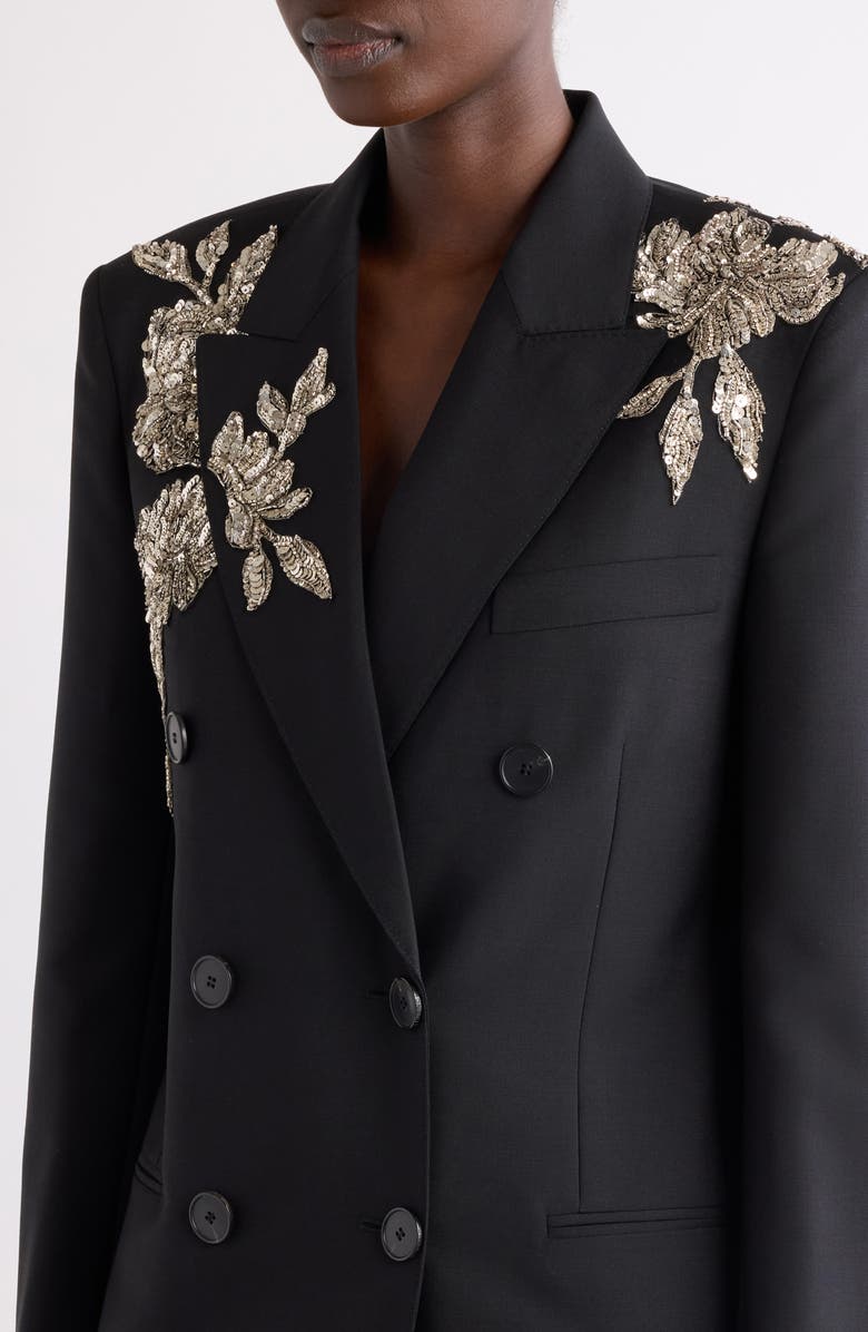 Givenchy Sequin Embellished Slashed Wool & Mohair Jacket, Alternate, color, Black