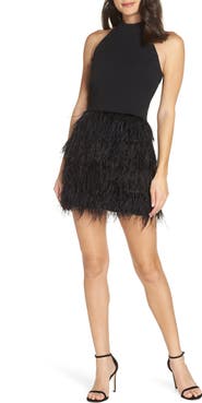 Forest Lily Feather Halter Dress