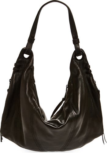 Luna Frame Handle Leather Hobo Bag