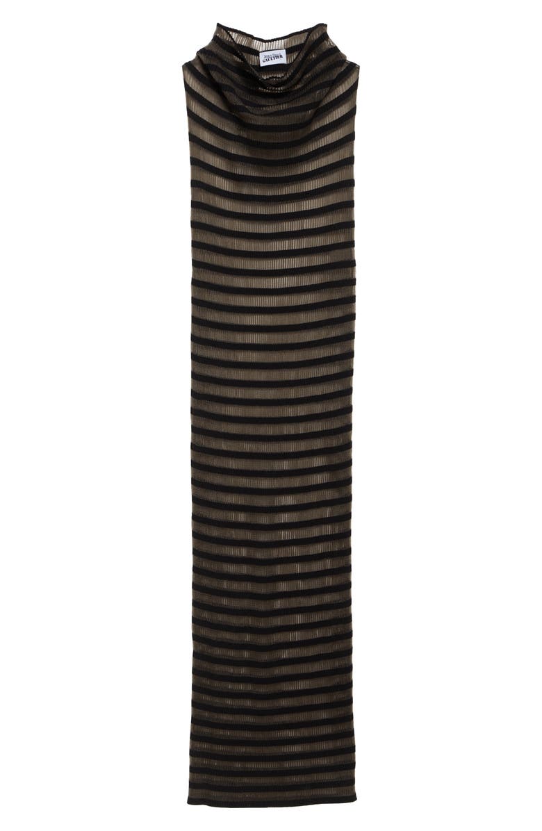 Jean Paul Gaultier Stripe Semisheer Cowl Neck Sleeveless Dress, Alternate, color, 