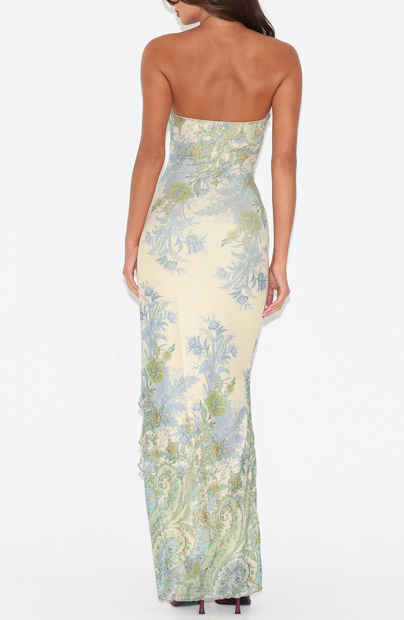 Theo Floral Strapless Mesh Maxi Dress - image 2