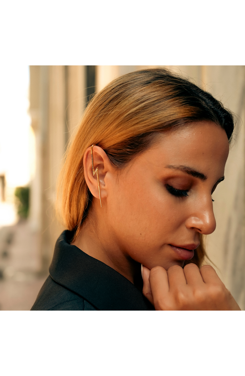 Spero London True Lightning Gemstones Sterling Silver Bolt Ear Crawler, Alternate, color, Gold