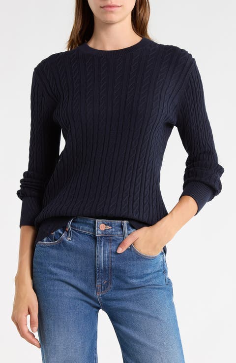 Hartland Cotton Cable Crewneck Sweater