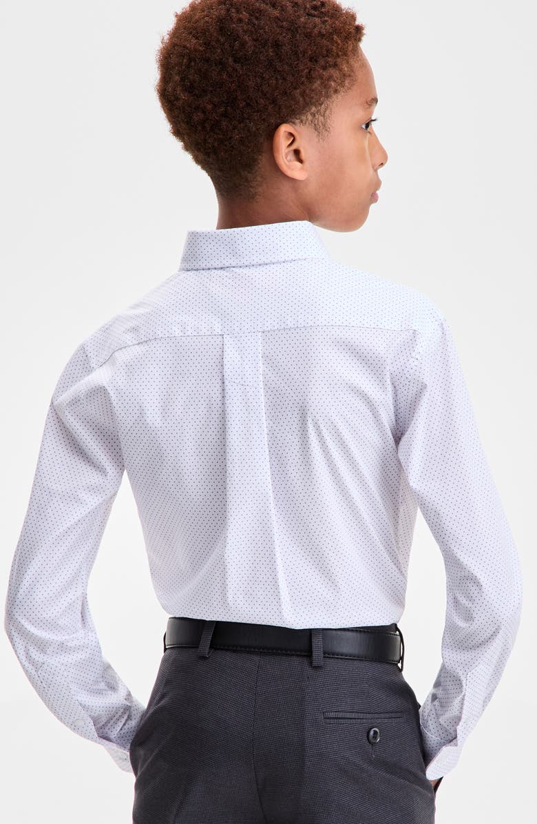 Kids' Purple Mini Dot Stretch Cotton Blend Dress Shirt