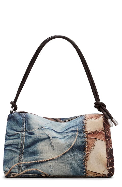 Denim Mixed Media Shoulder Bag