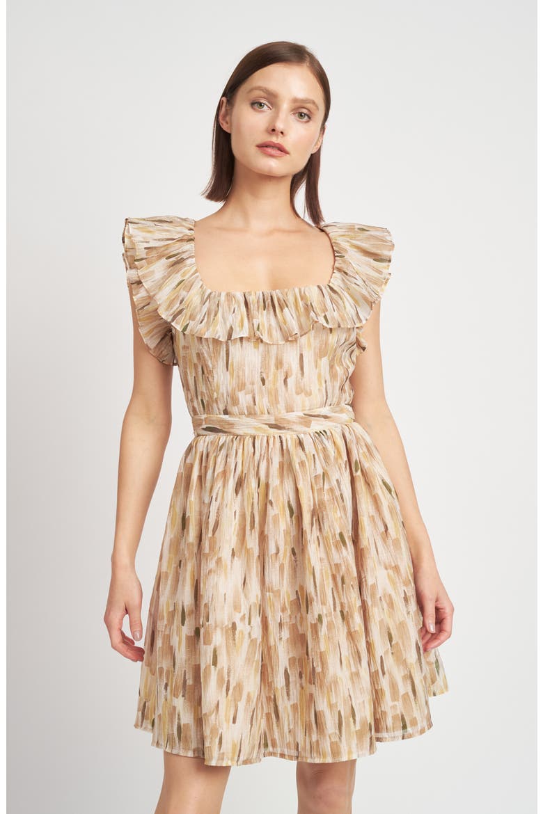 Billie Abstract Print Minidress, Alternate, color, TAUPE MULTI
