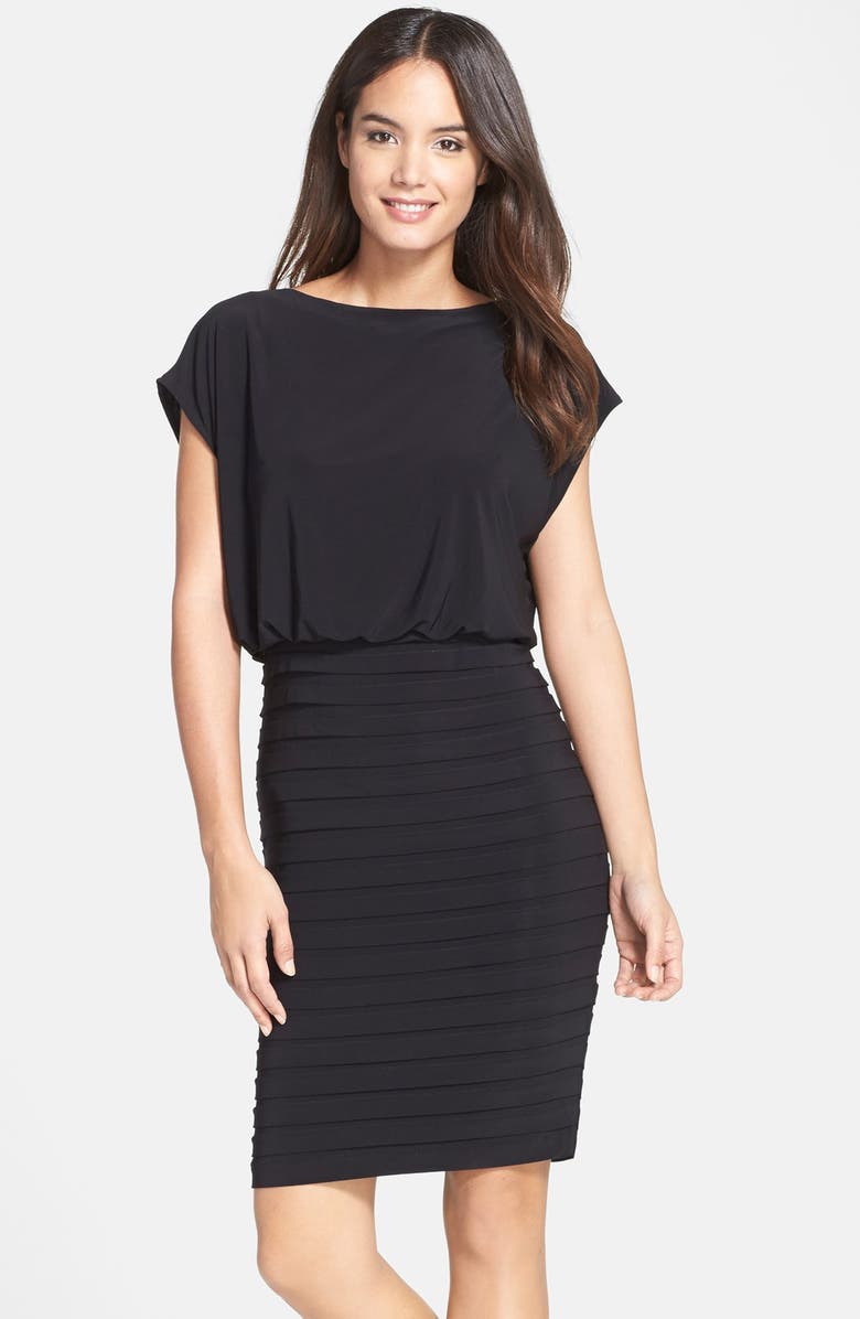 Adrianna Papell Pleated Jersey Blouson Dress, Main, color, 