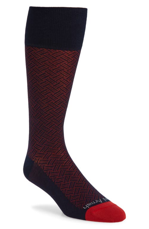 EDWARD ARMAH Basket Weave Pattern Tall Compression Socks in Navy 