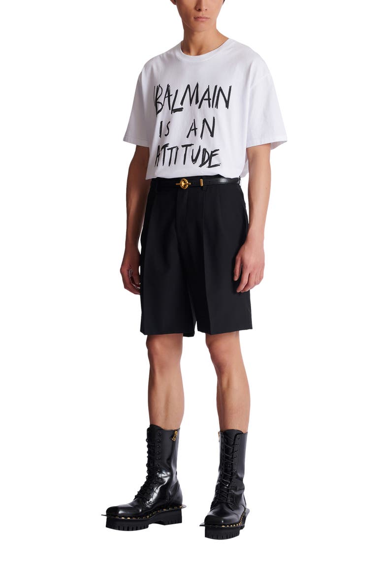 Wool darted Bermuda shorts, Alternate, color, black