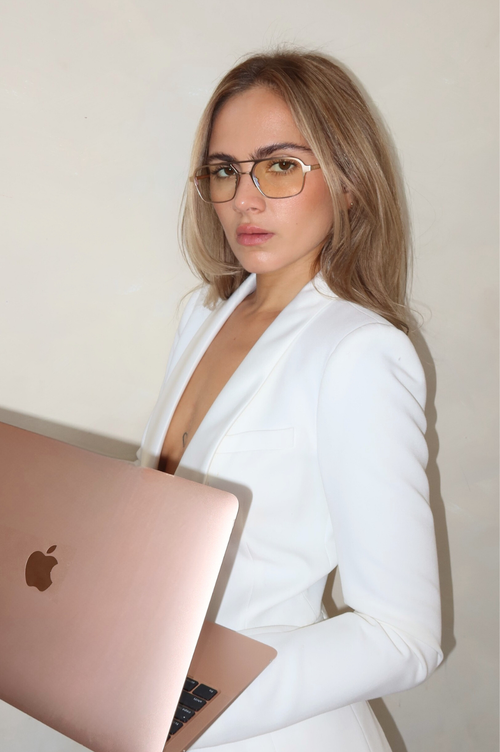 Indy Jimmy Aviator Blue Light Eyeglasses In Gold