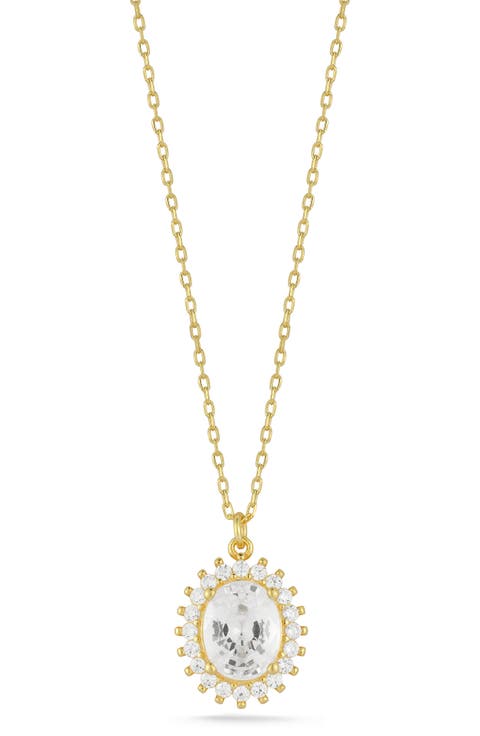 Cubic Zirconia Halo Pendant Necklace