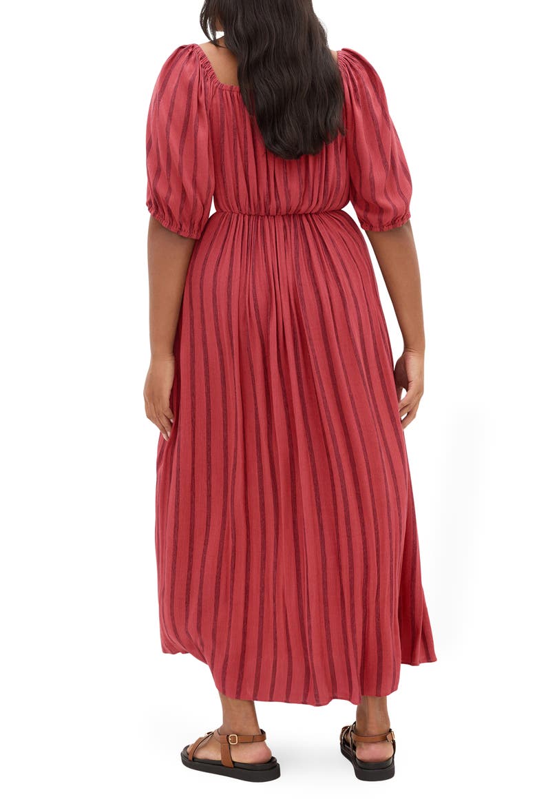 Bella Tie Front Maxi Dress, Alternate, color, RUST STRIPE