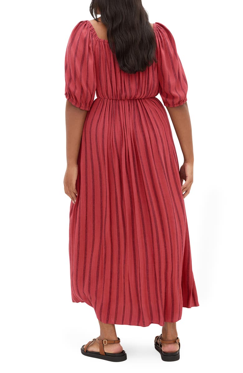 City Chic Bella Tie Front Maxi Dress, Alternate, color, Rust Stripe