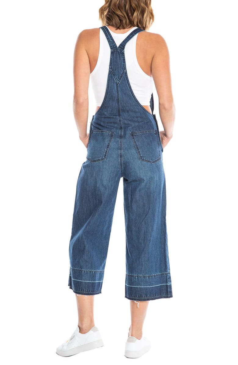 Juicy Couture Release Hem Crop Wide Leg Nonstretch Denim Overalls, Alternate, color, 