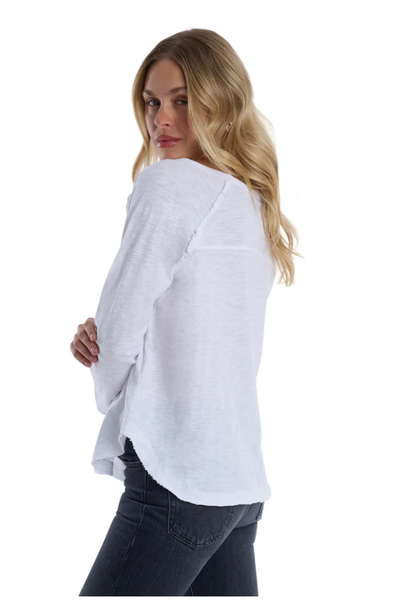 WILT Clothing Raglan Long Sleeve Tee with Ruffle Detail, Alternate, color, White