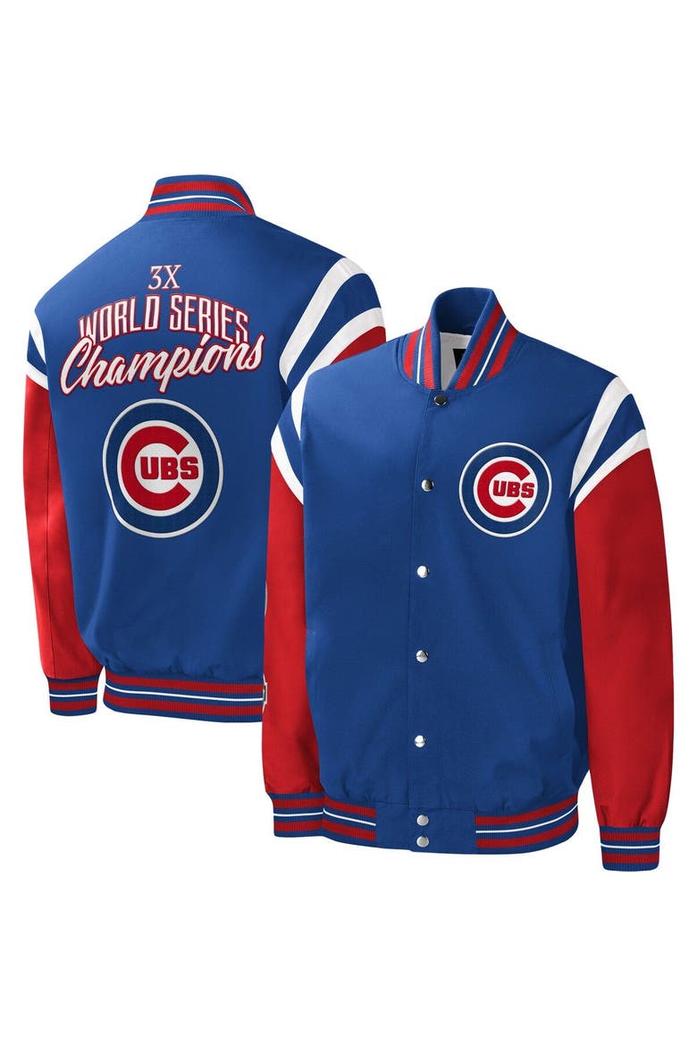 Men's G-III Sports by Carl Banks Royal Chicago Cubs Title Holder Full-Snap Varsity Jacket, Main, color, Royal