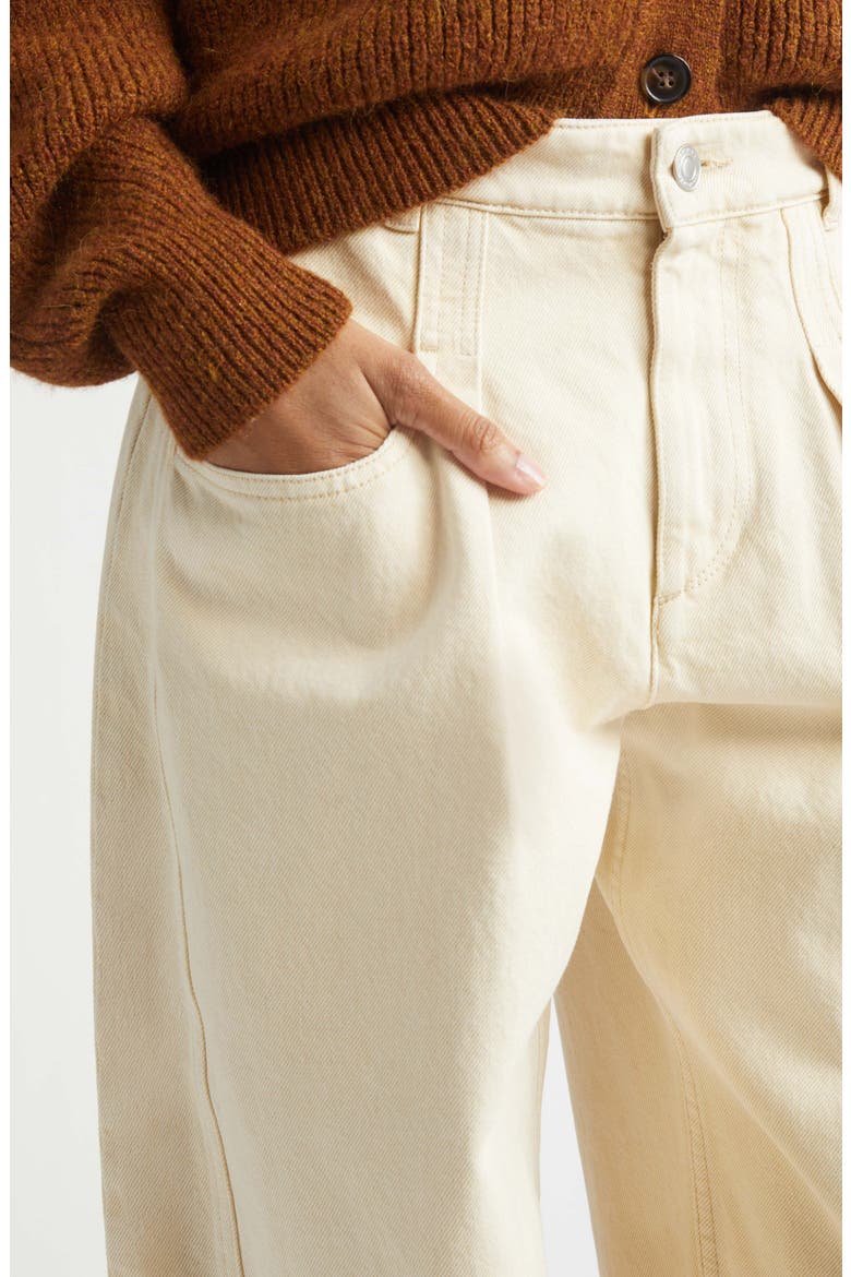 Lisha Pleated Barrel Leg Jeans, Alternate, color, BEIGE