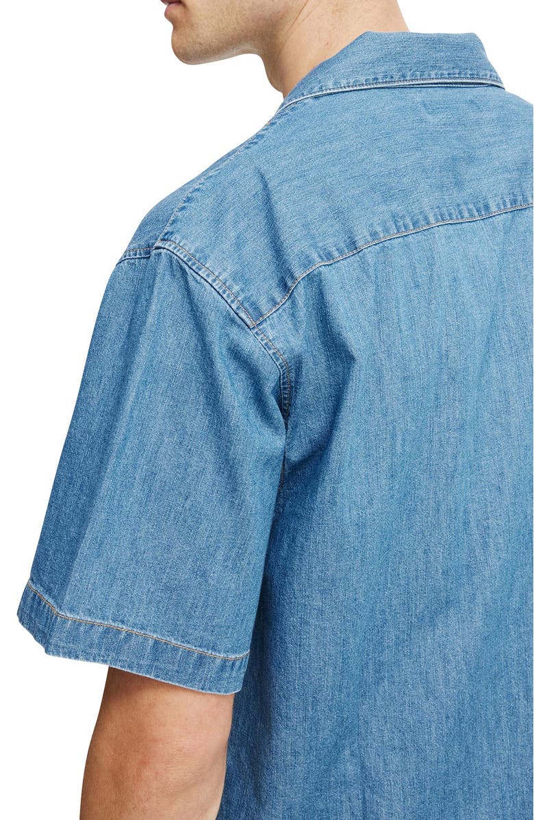 Cotton On Men's Denim Box Fit Short Sleeve Shirt, Alternate, color, 