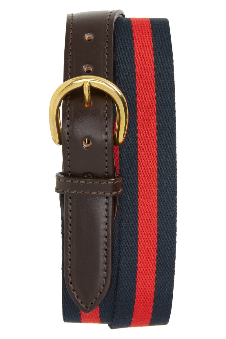 Stripe Web Belt, Main, color, 252 NAVY/RED