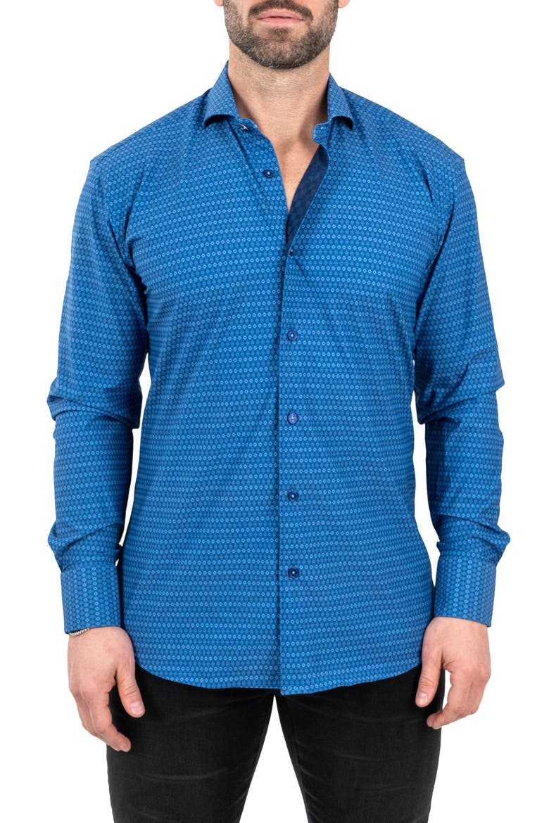 Einstein Stretch Spectecal Button-Up Shirt, Main, color, BLUE