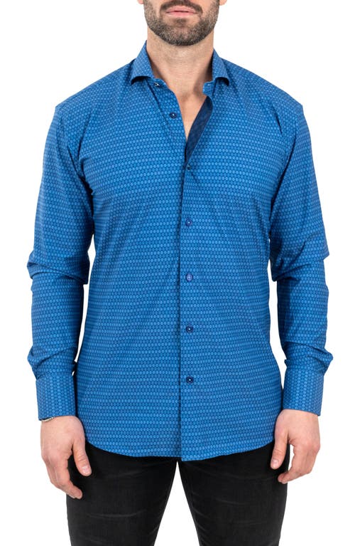 Maceoo Einstein Stretch Spectecal Button-up Shirt In Blue