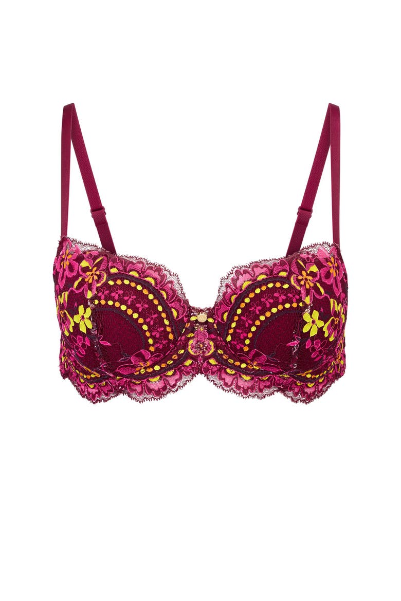 Nicholette Contour Balconette Bra, Alternate, color, Floral red