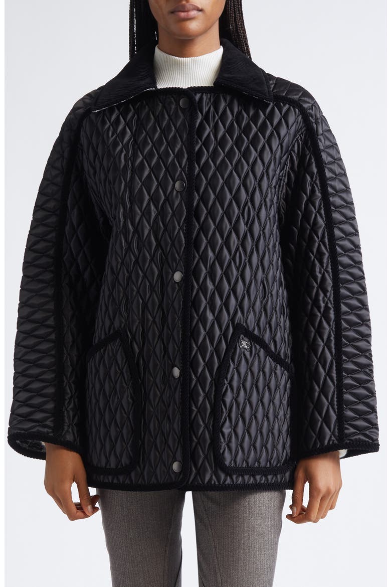 Floriston Quilted Nylon Barn Jacket, Main, color, BLACK