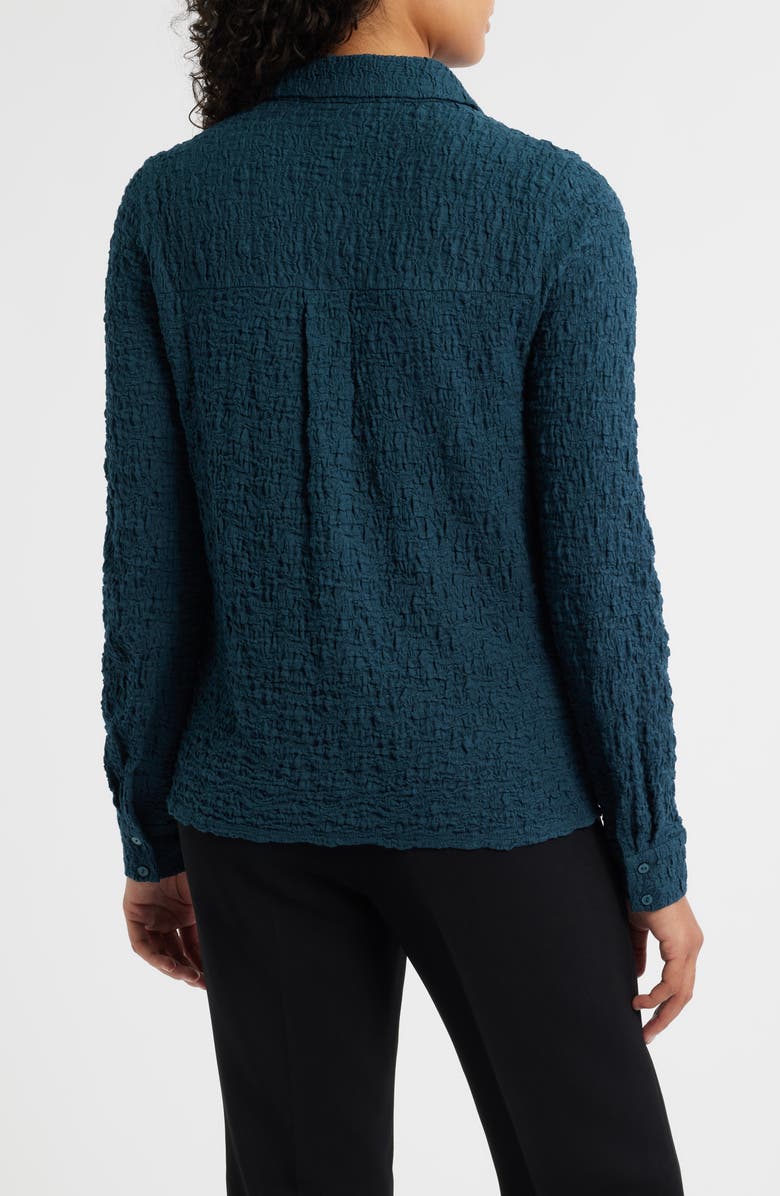 Eileen Fisher Texture Organic Cotton Blend Button-Up Shirt, Alternate, color, Alpine
